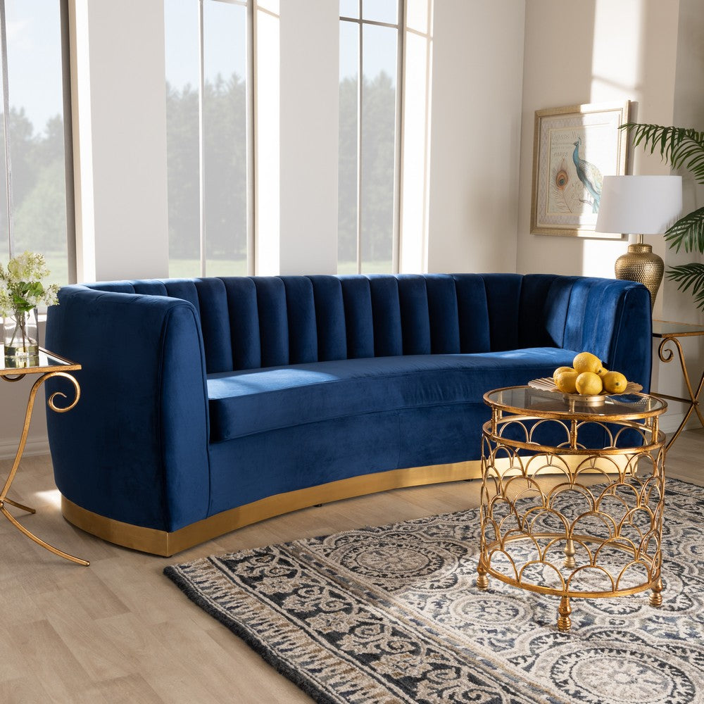 Baxton Studio - Milena Sofa in Royal Blue/Gold - TSF5504A-Dark Royal Blue/Gold-SF view 7