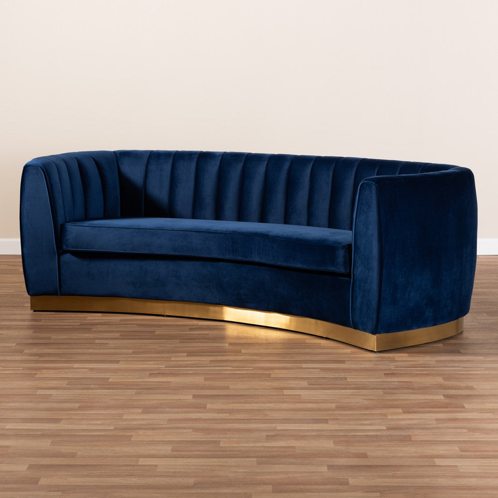Baxton Studio - Milena Sofa in Royal Blue/Gold - TSF5504A-Dark Royal Blue/Gold-SF view 8