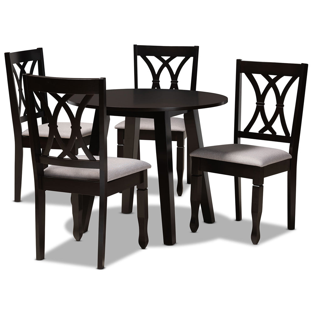 Baxton Studio - Millie Dining Set in Grey/Dark Brown - Millie-Grey/Dark Brown-5PC Dining Set view 1