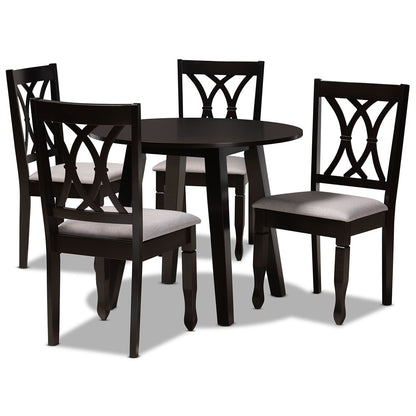 Baxton Studio - Millie Dining Set in Grey/Dark Brown - Millie-Grey/Dark Brown-5PC Dining Set view 1