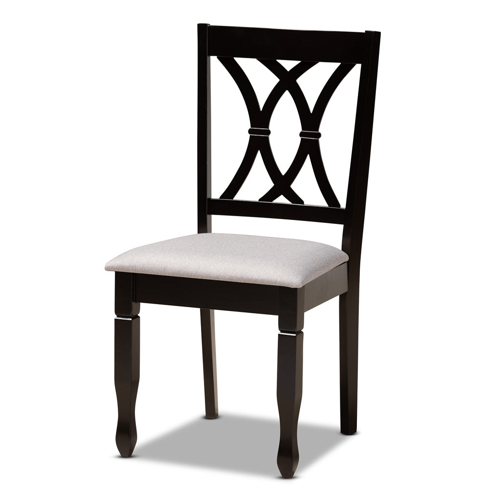 Baxton Studio - Millie Dining Set in Grey/Dark Brown - Millie-Grey/Dark Brown-5PC Dining Set view 2