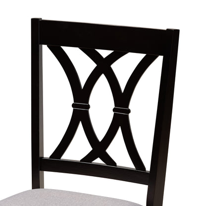 Baxton Studio - Millie Dining Set in Grey/Dark Brown - Millie-Grey/Dark Brown-5PC Dining Set view 5