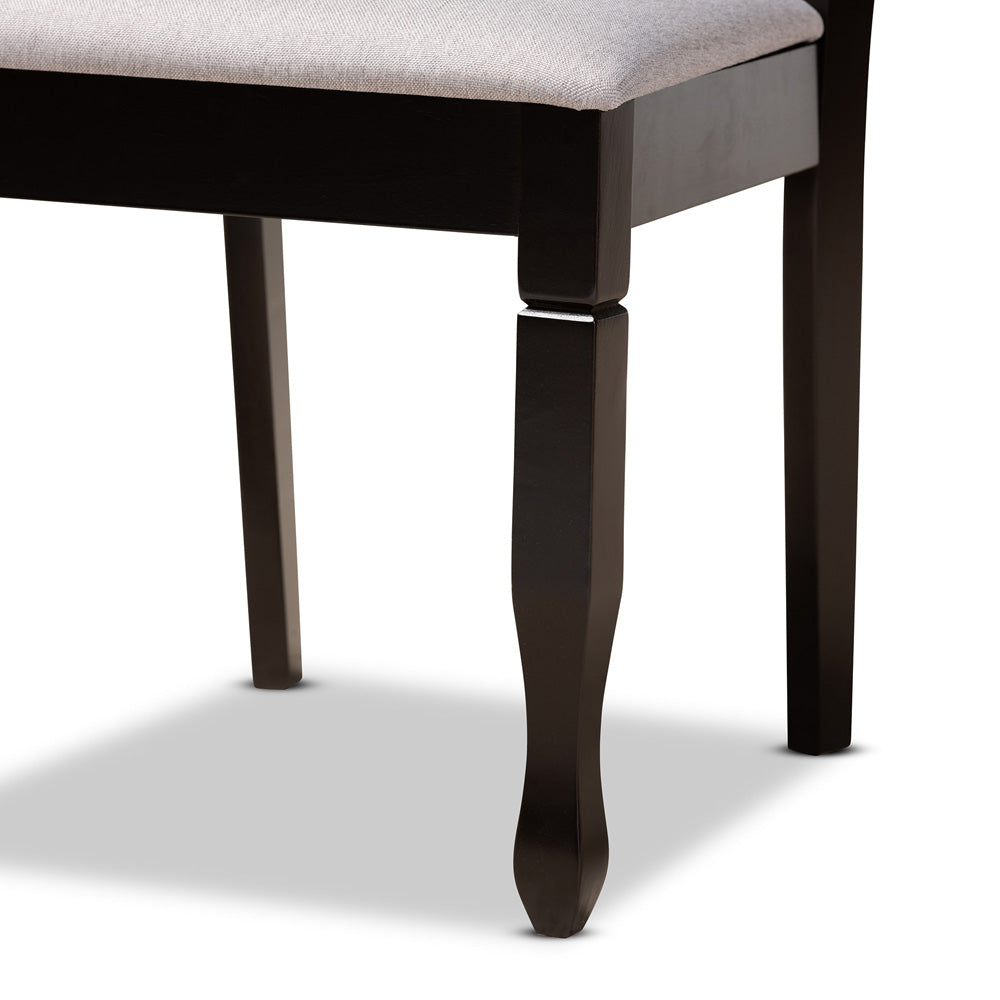 Baxton Studio - Millie Dining Set in Grey/Dark Brown - Millie-Grey/Dark Brown-5PC Dining Set view 6