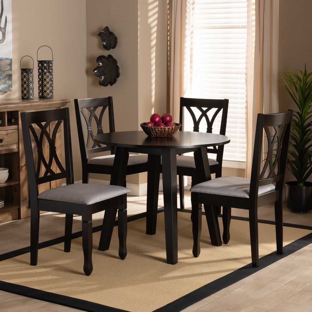 Baxton Studio - Millie Dining Set in Grey/Dark Brown - Millie-Grey/Dark Brown-5PC Dining Set view 7