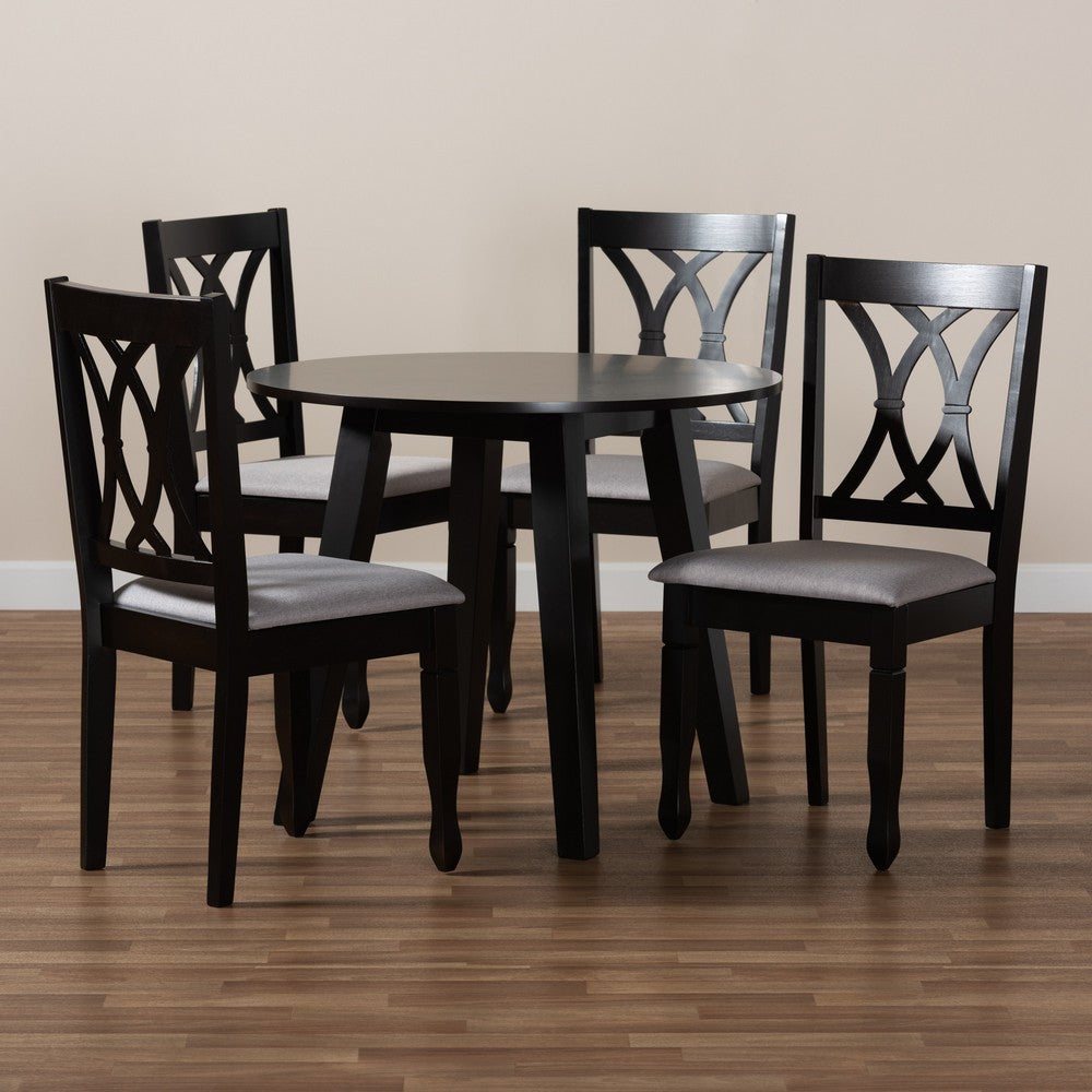 Baxton Studio - Millie Dining Set in Grey/Dark Brown - Millie-Grey/Dark Brown-5PC Dining Set view 8
