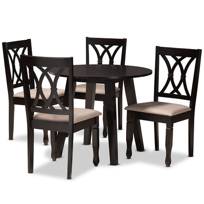 Baxton Studio - Millie Dining Set in Sand/Dark Brown - Millie-Sand/Dark Brown-5PC Dining Set view 1