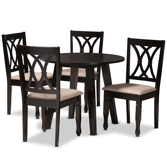 Baxton Studio - Millie Dining Set in Sand/Dark Brown - Millie-Sand/Dark Brown-5PC Dining Set view 1