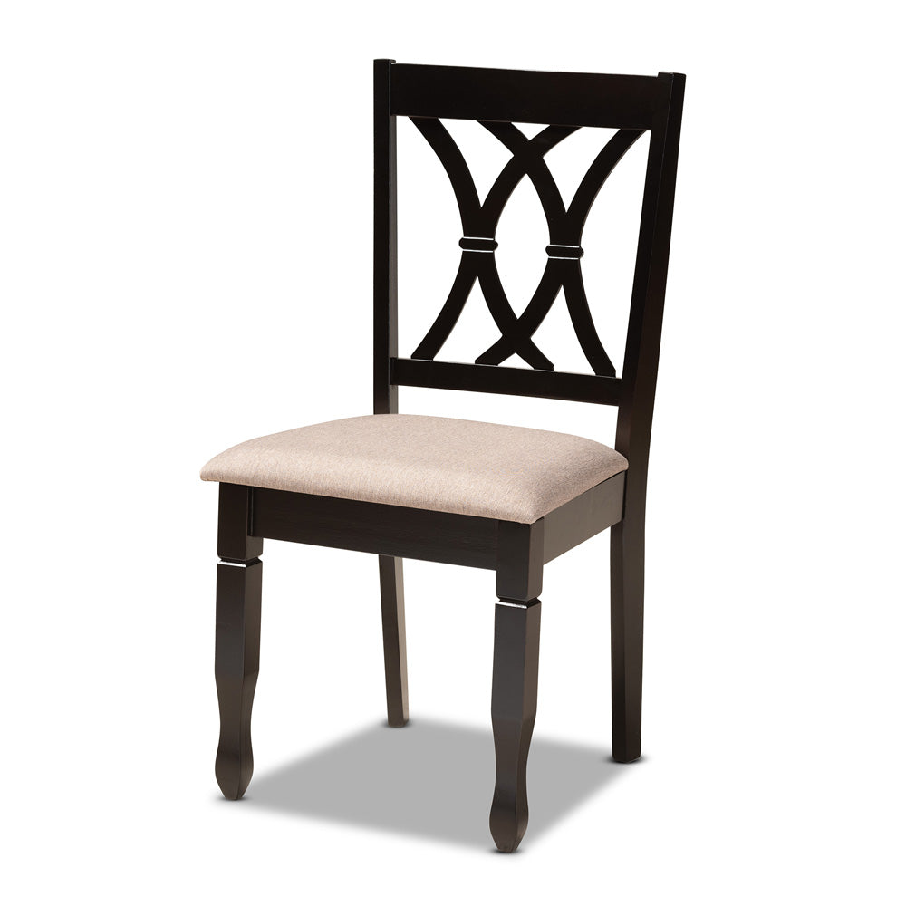 Baxton Studio - Millie Dining Set in Sand/Dark Brown - Millie-Sand/Dark Brown-5PC Dining Set view 2