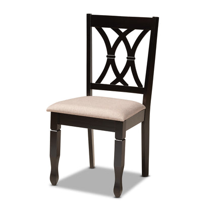 Baxton Studio - Millie Dining Set in Sand/Dark Brown - Millie-Sand/Dark Brown-5PC Dining Set view 2