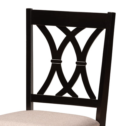 Baxton Studio - Millie Dining Set in Sand/Dark Brown - Millie-Sand/Dark Brown-5PC Dining Set view 5