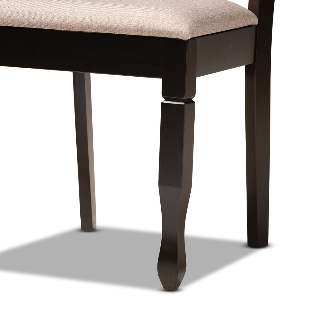 Baxton Studio - Millie Dining Set in Sand/Dark Brown - Millie-Sand/Dark Brown-5PC Dining Set view 6