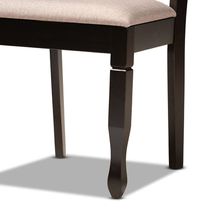 Baxton Studio - Millie Dining Set in Sand/Dark Brown - Millie-Sand/Dark Brown-5PC Dining Set view 6