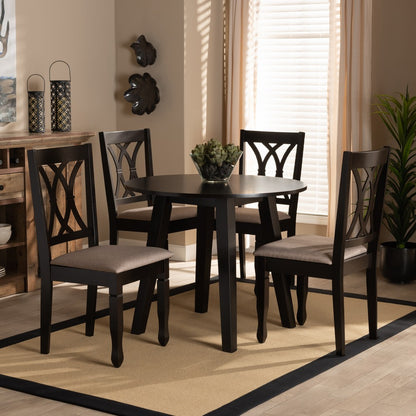 Baxton Studio - Millie Dining Set in Sand/Dark Brown - Millie-Sand/Dark Brown-5PC Dining Set view 7