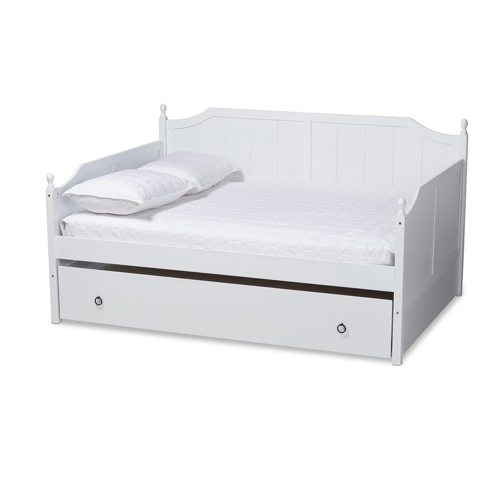 Baxton Studio - Millie Full Size Daybed with Trundle in White - MG0010-White-Daybed-Full view 1