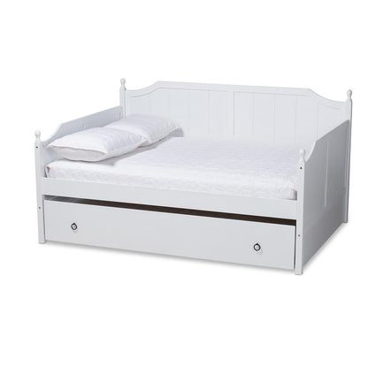Baxton Studio - Millie Full Size Daybed with Trundle in White - MG0010-White-Daybed-Full view 1