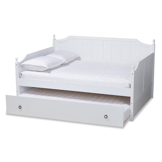 Baxton Studio - Millie Full Size Daybed with Trundle in White - MG0010-White-Daybed-Full view 2