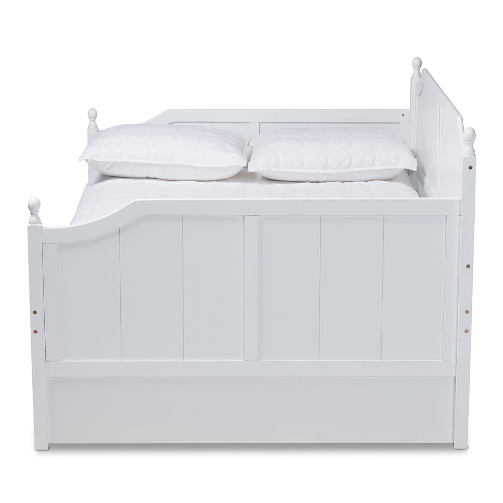 Baxton Studio - Millie Full Size Daybed with Trundle in White - MG0010-White-Daybed-Full view 3