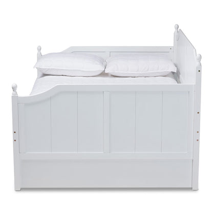 Baxton Studio - Millie Full Size Daybed with Trundle in White - MG0010-White-Daybed-Full view 3