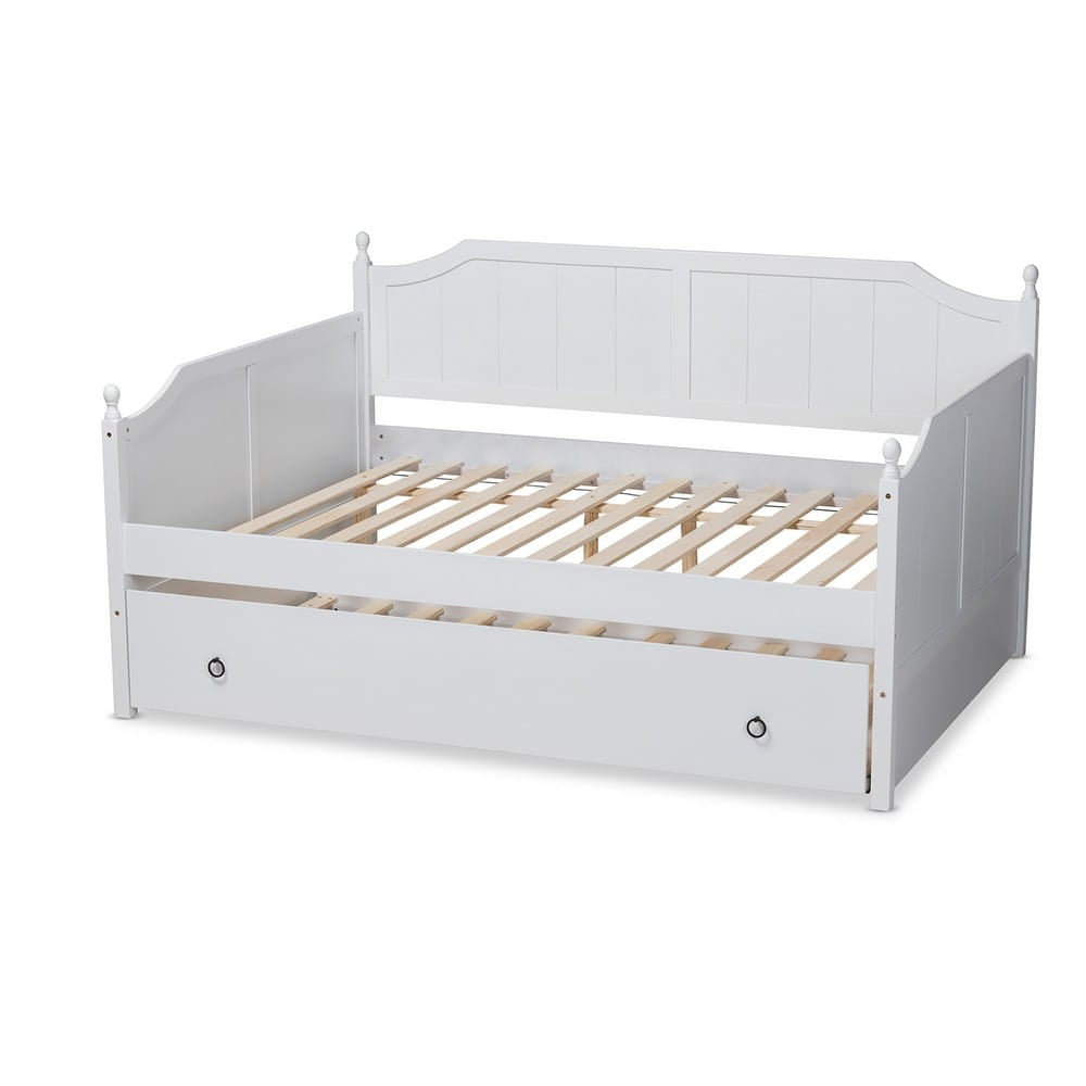 Baxton Studio - Millie Full Size Daybed with Trundle in White - MG0010-White-Daybed-Full view 4