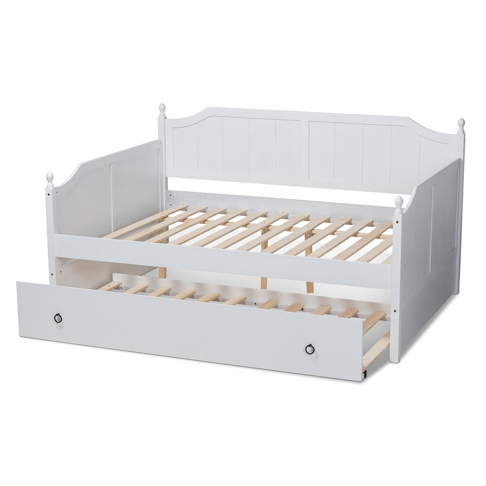 Baxton Studio - Millie Full Size Daybed with Trundle in White - MG0010-White-Daybed-Full view 5