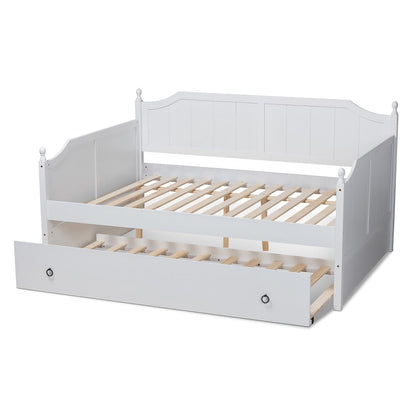 Baxton Studio - Millie Full Size Daybed with Trundle in White - MG0010-White-Daybed-Full view 5