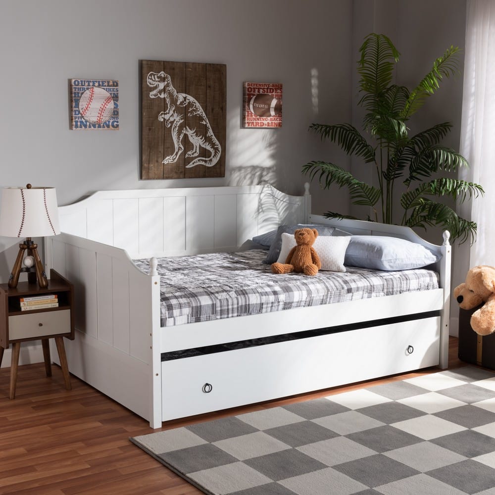 Baxton Studio - Millie Full Size Daybed with Trundle in White - MG0010-White-Daybed-Full view 8
