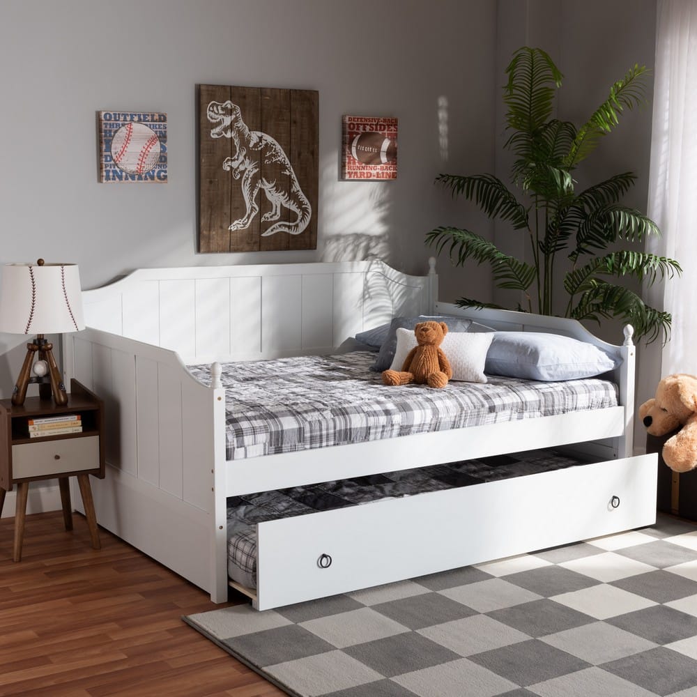 Baxton Studio - Millie Full Size Daybed with Trundle in White - MG0010-White-Daybed-Full view 9