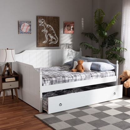 Baxton Studio - Millie Full Size Daybed with Trundle in White - MG0010-White-Daybed-Full view 9