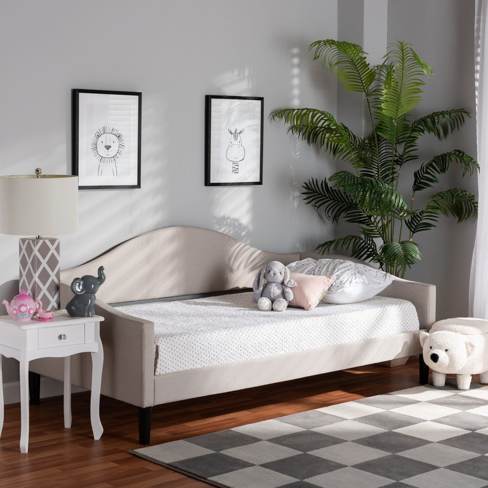 Baxton Studio - Milligan Full Size Daybed in Beige/Dark Brown - Milligan-Beige-Daybed-Full view 7