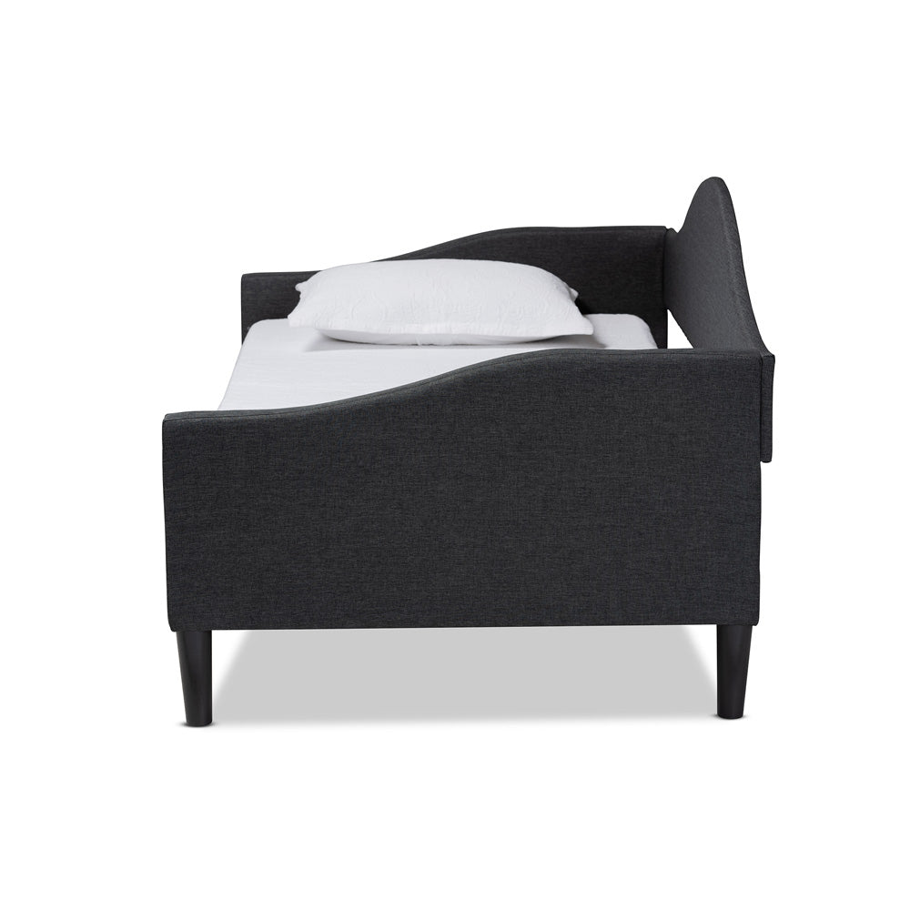 Baxton Studio - Milligan Twin Size Daybed in Charcoal Grey/Dark Brown - Milligan-Charcoal Grey-Daybed-Twin view 2
