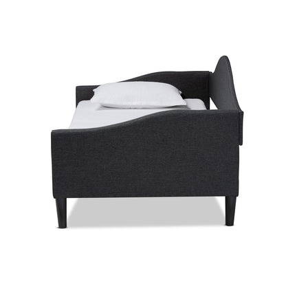 Baxton Studio - Milligan Twin Size Daybed in Charcoal Grey/Dark Brown - Milligan-Charcoal Grey-Daybed-Twin view 2