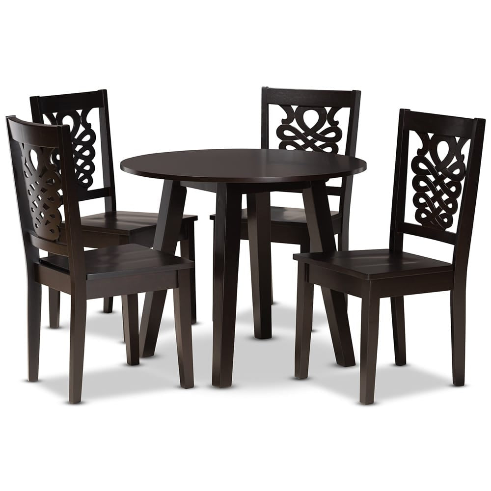 Baxton Studio - Mina Dining Set in Dark Brown - Mina-Dark Brown-5PC Dining Set view 1