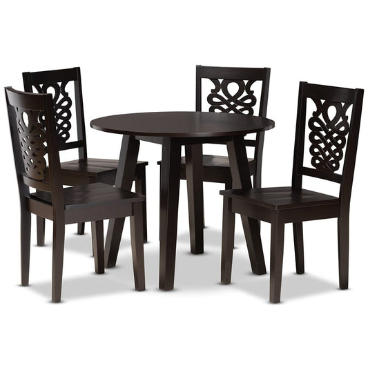 Baxton Studio - Mina Dining Set in Dark Brown - Mina-Dark Brown-5PC Dining Set view 1