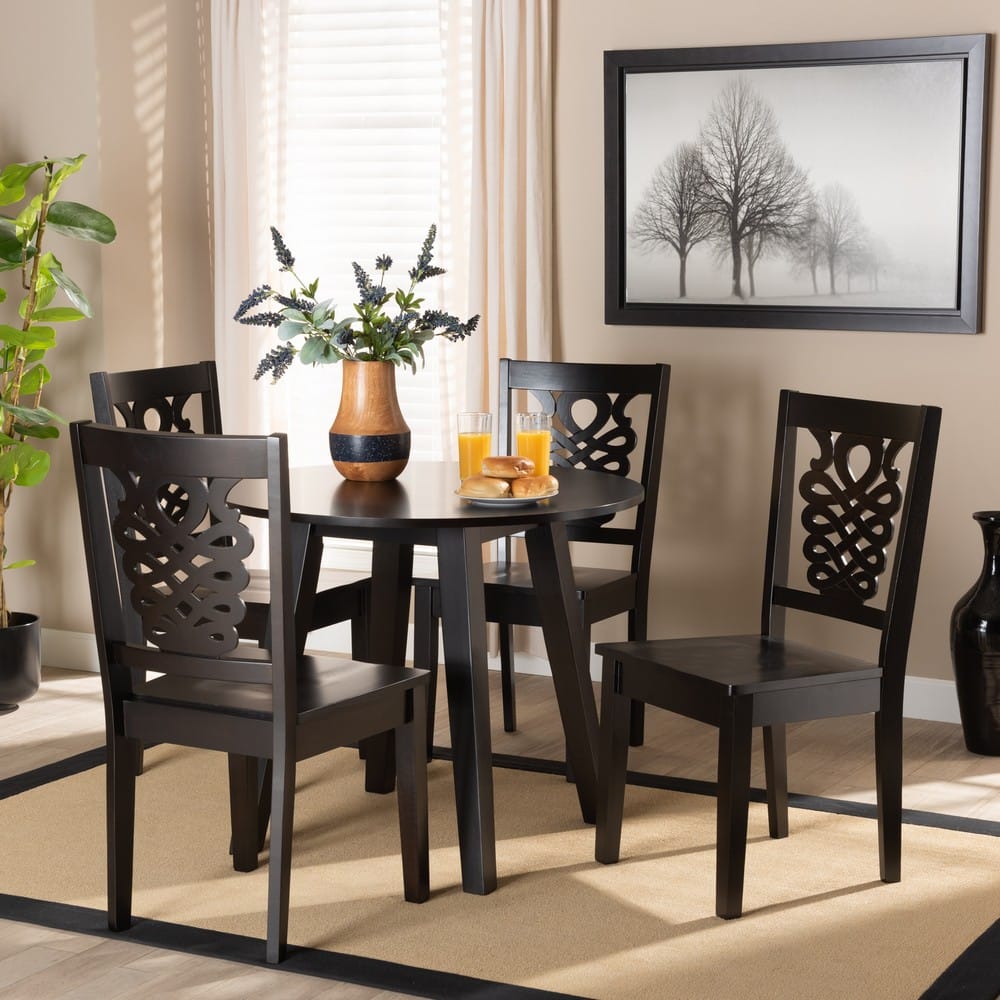Baxton Studio - Mina Dining Set in Dark Brown - Mina-Dark Brown-5PC Dining Set view 7
