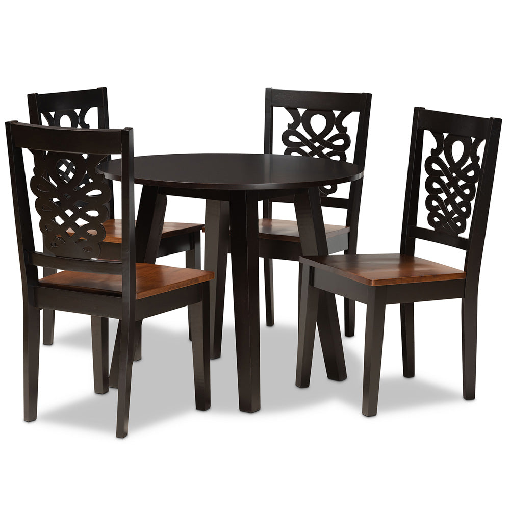 Baxton Studio - Mina Dining Set in Dark Brown/Walnut Brown - Mina-Dark Brown/Walnut-5PC Dining Set view 1