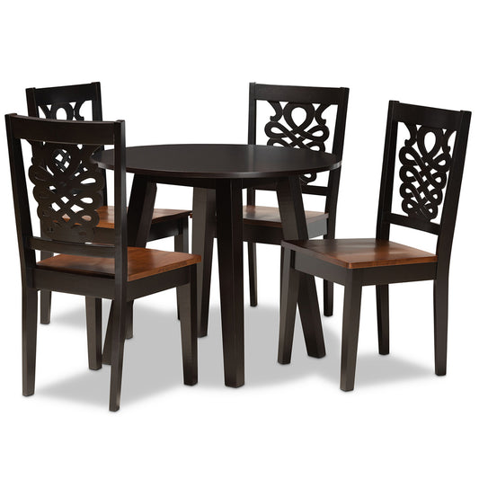 Baxton Studio - Mina Dining Set in Dark Brown/Walnut Brown - Mina-Dark Brown/Walnut-5PC Dining Set view 1
