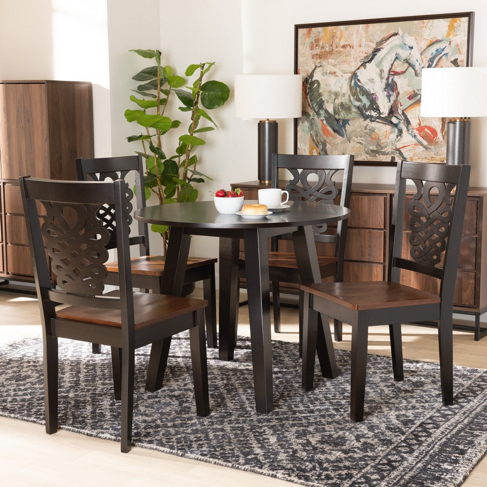 Baxton Studio - Mina Dining Set in Dark Brown/Walnut Brown - Mina-Dark Brown/Walnut-5PC Dining Set view 7