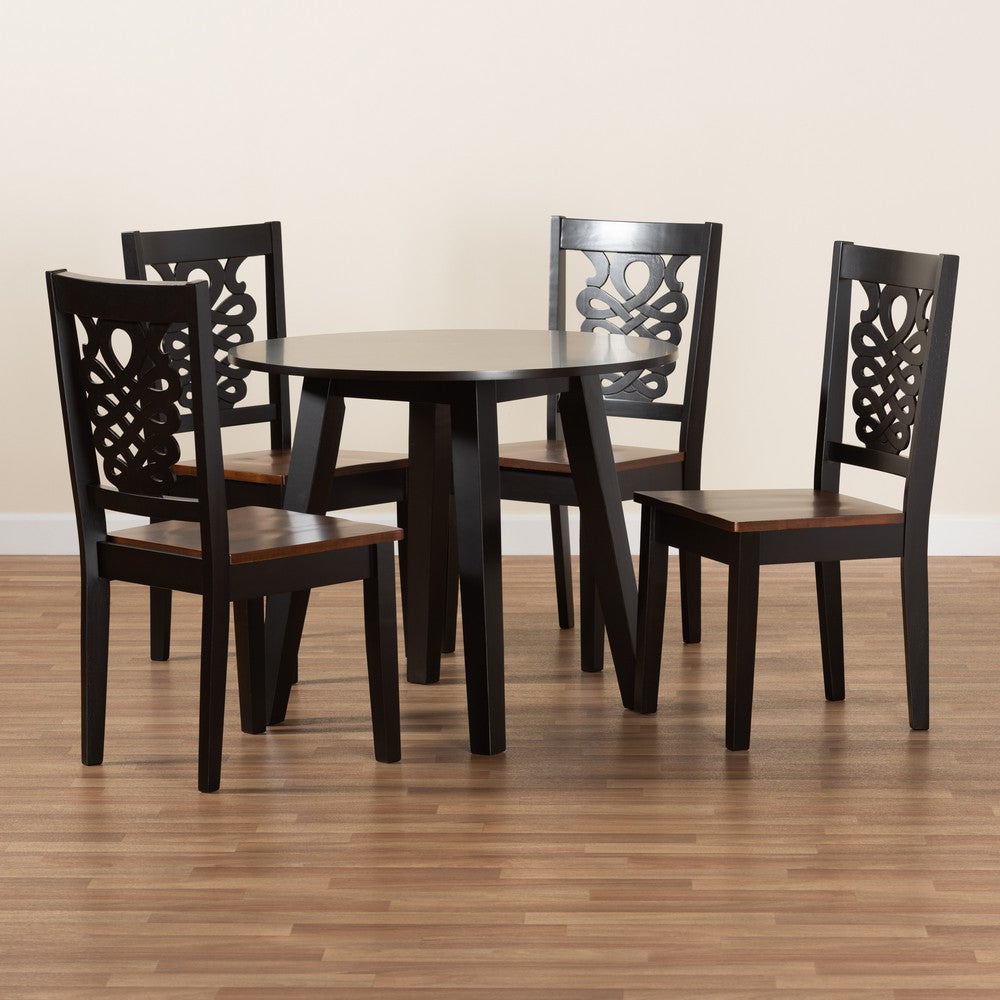 Baxton Studio - Mina Dining Set in Dark Brown/Walnut Brown - Mina-Dark Brown/Walnut-5PC Dining Set view 8