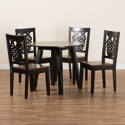 Baxton Studio - Mina Dining Set in Dark Brown/Walnut Brown - Mina-Dark Brown/Walnut-5PC Dining Set view 8