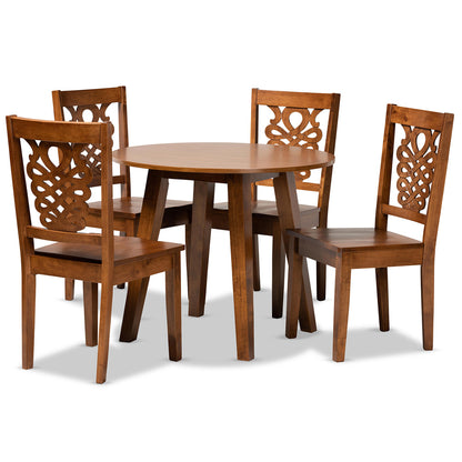 Baxton Studio - Mina Dining Set in Walnut Brown - Mina-Walnut-5PC Dining Set view 1