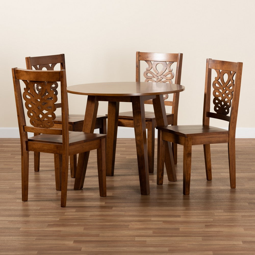 Baxton Studio - Mina Dining Set in Walnut Brown - Mina-Walnut-5PC Dining Set view 8
