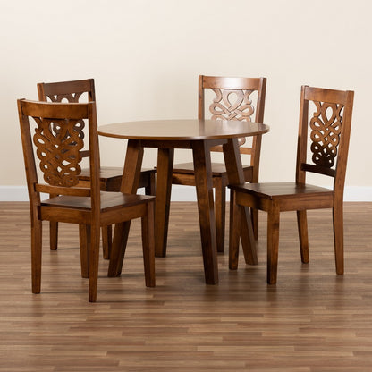 Baxton Studio - Mina Dining Set in Walnut Brown - Mina-Walnut-5PC Dining Set view 8