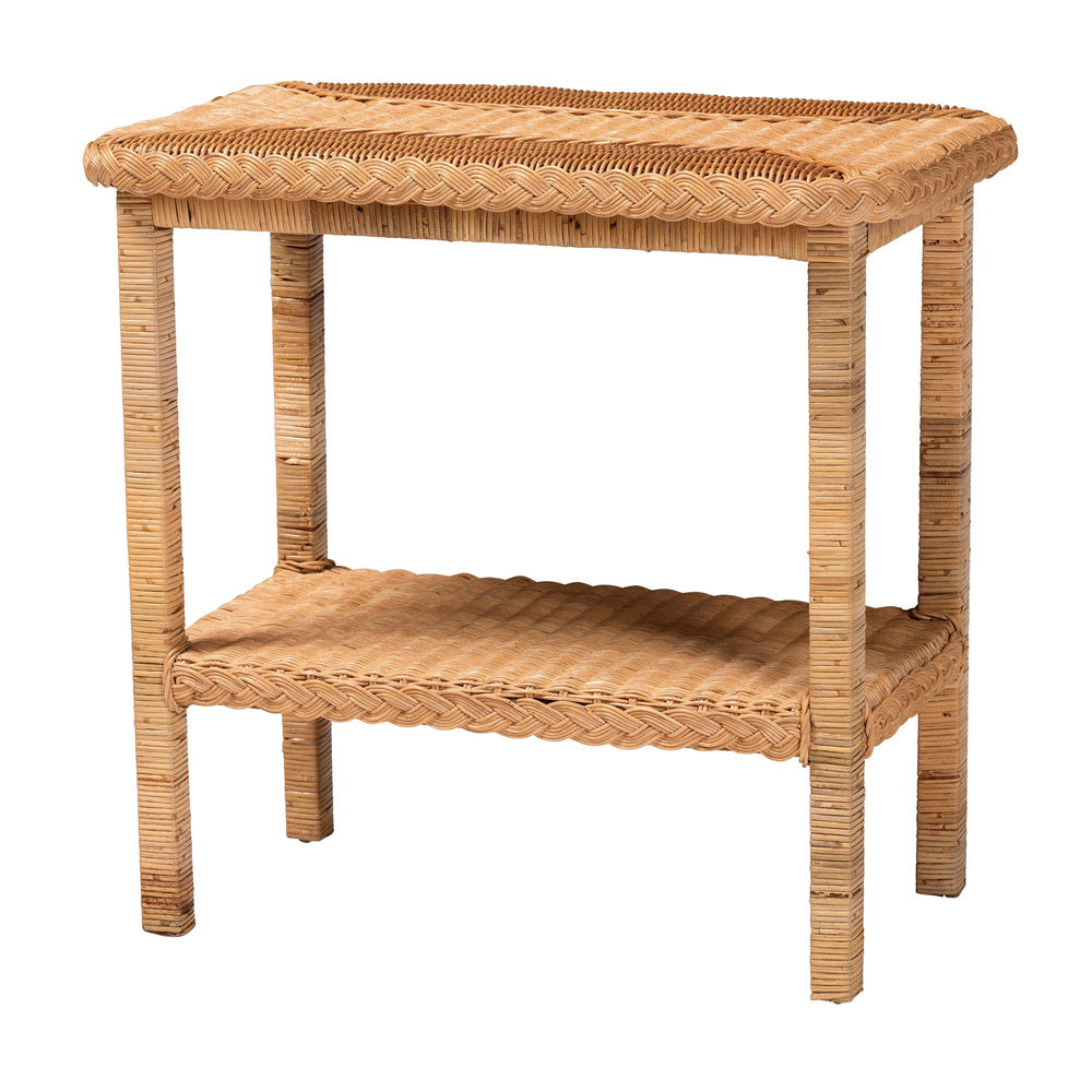 Baxton Studio - Minahasa Side Table in Light Honey - MINAHASA-Light Honey Rattan-End Table view 1