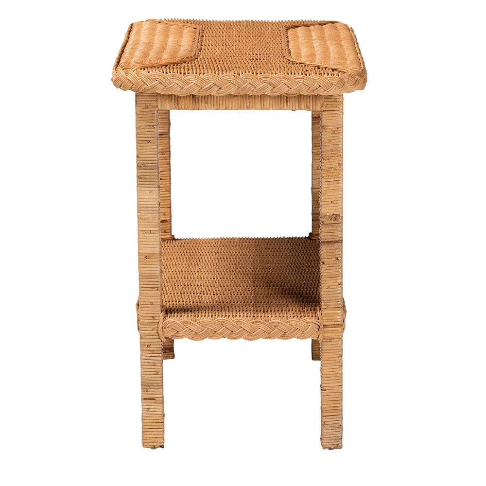 Baxton Studio - Minahasa Side Table in Light Honey - MINAHASA-Light Honey Rattan-End Table view 3