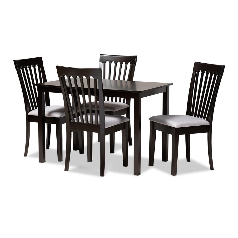 Baxton Studio - Minette Dining Set in Gray/Espresso - RH319C-Grey/Dark Brown-5PC Dining Set view 1
