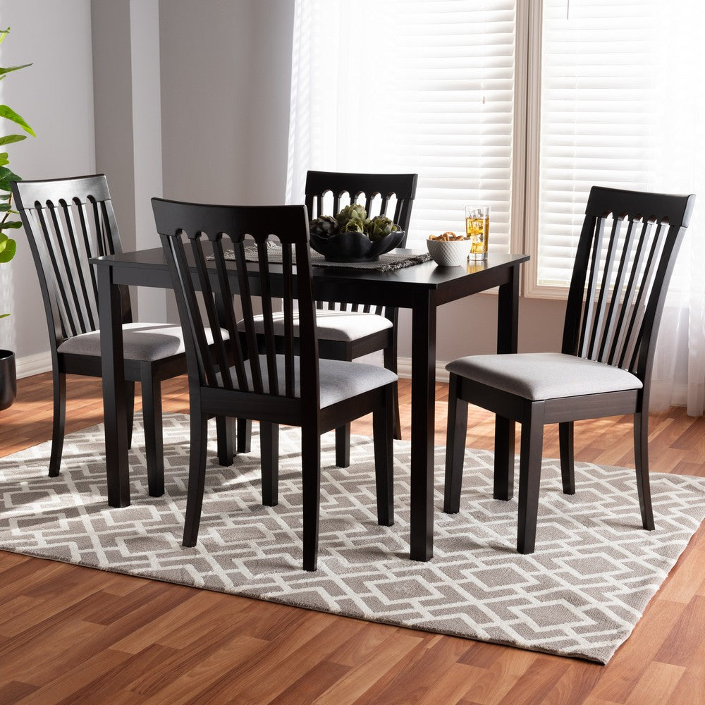 Baxton Studio - Minette Dining Set in Gray/Espresso - RH319C-Grey/Dark Brown-5PC Dining Set view 3