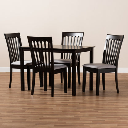 Baxton Studio - Minette Dining Set in Gray/Espresso - RH319C-Grey/Dark Brown-5PC Dining Set view 4