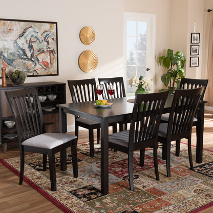 Baxton Studio - Minette Dining Set in Grey/Espresso Brown - RH319C-Grey/Dark Brown-7PC Dining Set view 6