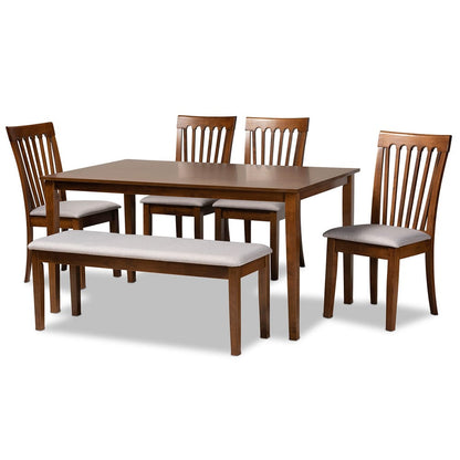 Baxton Studio - Minette Dining Set in Grey/walnut brown - RH319C-Grey/Walnut-6PC Dining Set view 1