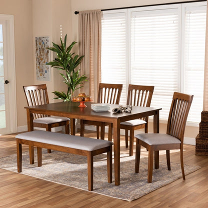Baxton Studio - Minette Dining Set in Grey/walnut brown - RH319C-Grey/Walnut-6PC Dining Set view 8